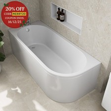 J Shaped Shower Bath Left Hand