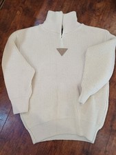 Tivoli Jumper Men's Wool Knit half zip collar Aran Chunky Pullover medium