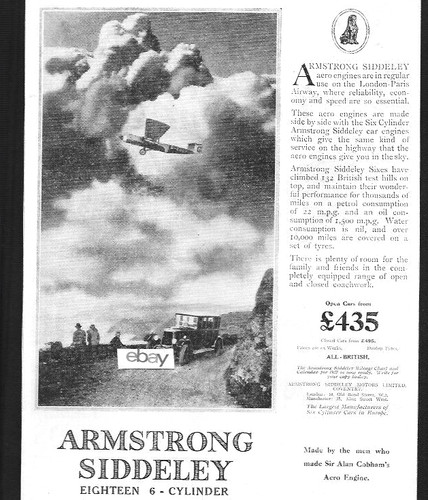 Armstrong siddeley cars - armstrong, 1927