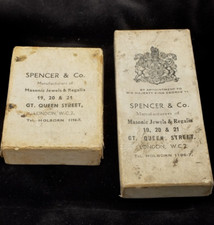Antique Pair of Spencer & Co Masonic Jewels & Regalia Card Case Boxes