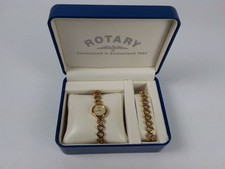 Rotary Ladies Heart Link Wristwatch with Gold Tone Bracelet In Display Box 