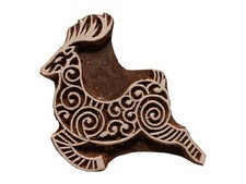 Christmas Reindeer Wooden Stamp 6cm x 5.8cm Indian Hand Carved Printing Block
