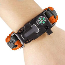 Survival Paracord Bracelet Firestarter Compass Whistle Wild Camping Kits  5-in-1