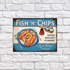 Fish chips retro - fish,