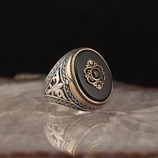 Stone Men silver ring Handmade