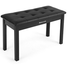   ♬Mustar Piano Stool Wooden Piano Bench With Storage Padded Keyboard Seat Black