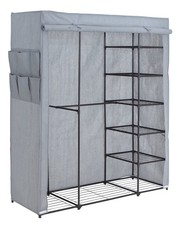 Home Covered Triple Wardrobe with Storage - Grey | Grey Fabric Clothes Storage