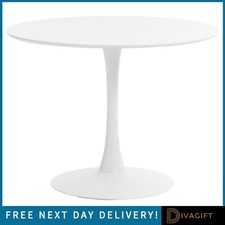 WHITE ROUND PEDESTAL DINING