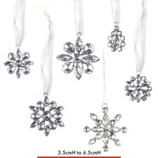 6 FLOWER SNOWFLAKE GLASS PENDANT HANGING Christmas Tree Hanger Party Ornament