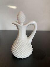 Fenton Milk Glass Small Hobnail Oil Vinegar Cruet With Stopper White 6.5”/3.7”