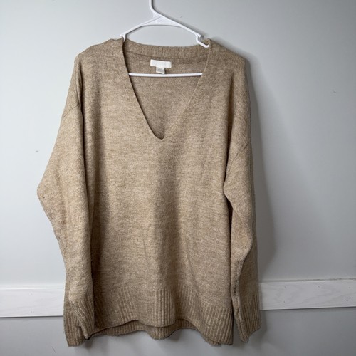 Wool blend boxy v neck - blend,