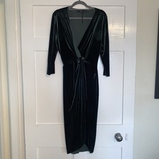 Zara Green Velvet Low V Neck