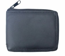 Mens Wallet Full Zip Leather Credit Card ID Coin Wallet RFID  