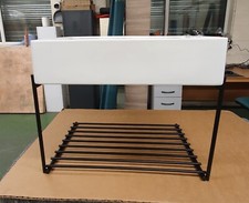 TL1795 VITRA 64082 EQUAL BASIN, WHITE,  WITH MATT BLACK METAL SHELF. 60CM