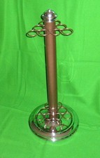 Snooker Cue Rack Stand Circular Chrome & Brown 9-Cue Rest Stick Rack Pool Table