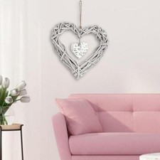 Hanging Heart Shape Rattan Craft Wicker Wreath Garland for
