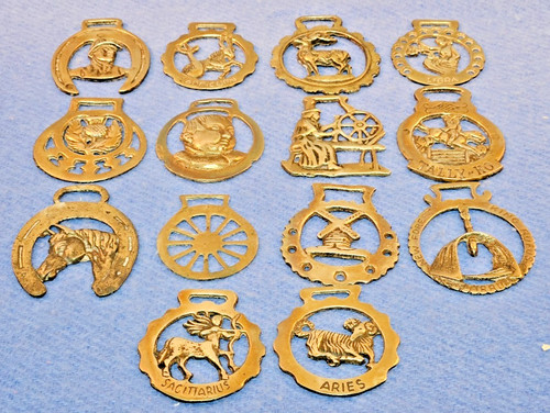 Vintage brass horse brasses - brass,