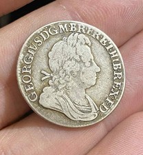 1723 sSC Silver Shilling, French Arms At Date, Good Fine, Very Rare!!