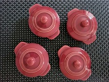 Set of 4 mini cocotte / casserole red pan with lid cookware stoneware oven dish