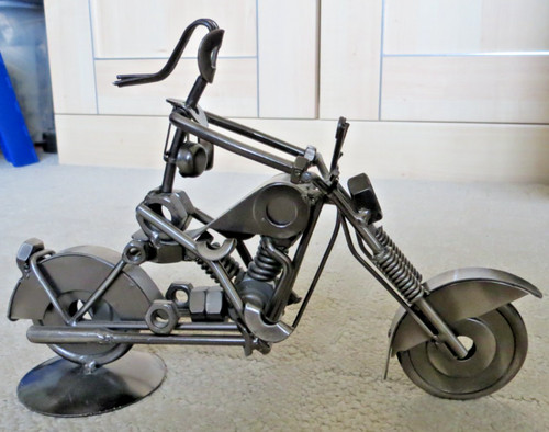 Metal lady biker sculpture - lady,