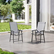 Set of 2 Black Bistro Garden Chairs Patio Outdoor Furniture