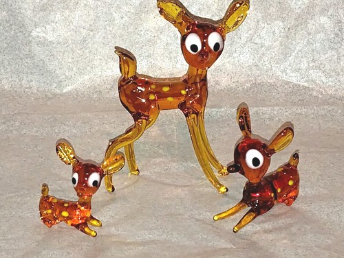 Vintage amber glass deer - amber,