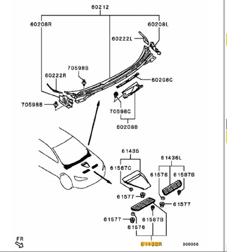 Garnish hood air outlet - garnish,, rh