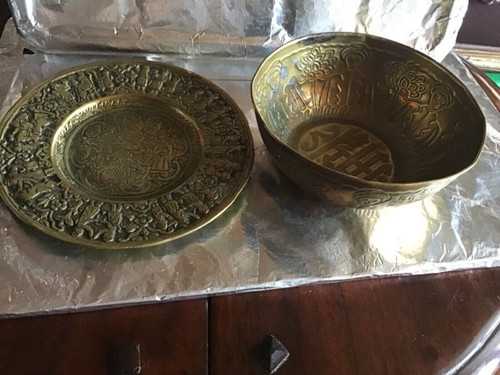 Chinese brass bowl on - brass,