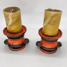 Pair Of Mint West German Fat Lava Candle Holders Bay Keramik 20528  70s 10cm