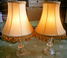 2 Vintage- Cut Glass/Chrome Table Lamp Bases and shades -base 1 foot tall
