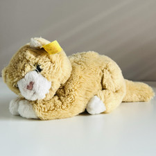 Vintage Steiff Ginger White Cat Kitten Plush Soft Cuddly Toy Green Eyes Germany