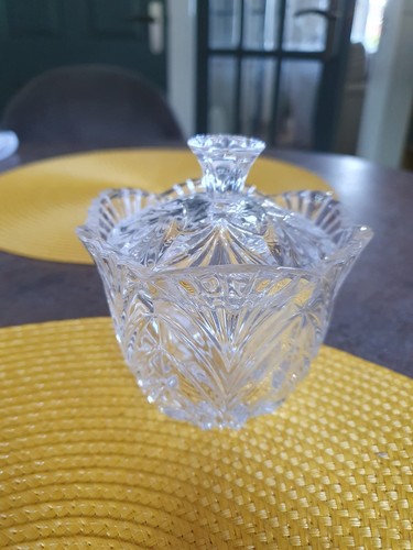 Vintage cut glass sugar - glass,