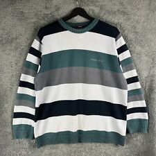 Henri Lloyd Knit Sweater Jumper Mens Medium Crew Neck Striped Casual Preppy