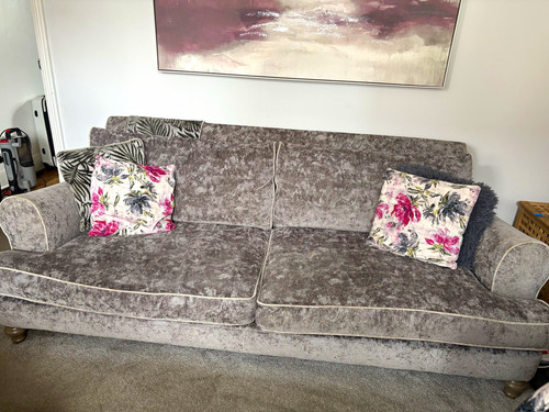 Grey velvet seater sofa - grey,