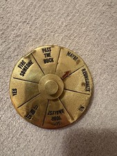 Vintage Brass Novelty Decision Maker Spinning Paperweight