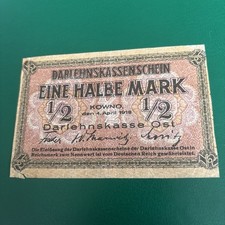Half A Mark Eine Halbe Mark Ost 4 April 1918 Kowno Lithuania Poland Latvia Note