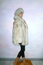 Real Farmed Arctic Fox Fur Jacket Coat Silver Grey Renard Volpe 8 - 10 - 12 /S-M