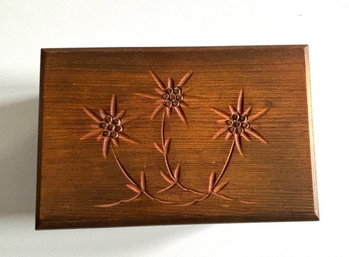 Wooden lidded box floral - wooden,