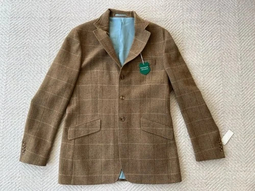 Nwt hackett brown plaid tweed - plaid,