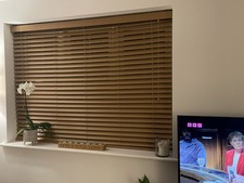 Wood Venetian Blind, 5cm Slats,  Width 175cm Height 128 Cm