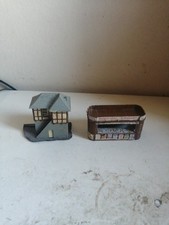 Station Buildings X 2. Airfix Newspaper Stand & Unknown Small Signal Box