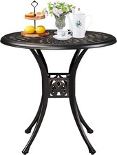 Cast Aluminium Round Bistro Table Parasol Hole Scroll Cut Out Bronze Patio Table