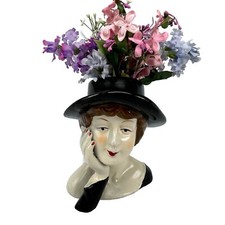 Vintage Lady Head Vase Planter