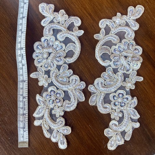 One pair ivory beaded sequin - one, beaded/sequin