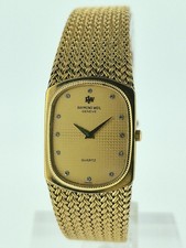 Vintage Raymond Weil Geneve 5780 Men's Swiss Dress Watch Rectangular 18K GP