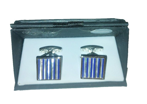 Cufflinks silver blue square - cufflinks,