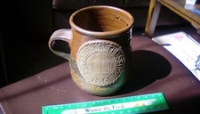 Studio Pottery 3 Tone Glaze Mug  LINCOLN CASTLE SEIGE 1644 Vintage. 3.75" Tall.