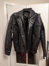 VTG 90s Paragon Leather Jacket L Men's Coat Black Bomber Biker Motorcycle Retro 