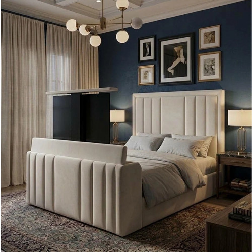 Double panel bed frame - bed,