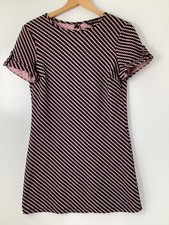 Dorothy Perkins Pink Black Zig Zag Pattern Mini Dress UK 8 Short Sleeve